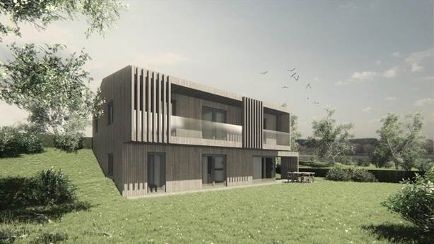 Satteldach 169 mit Stahlbetonumfassung Hanghaus